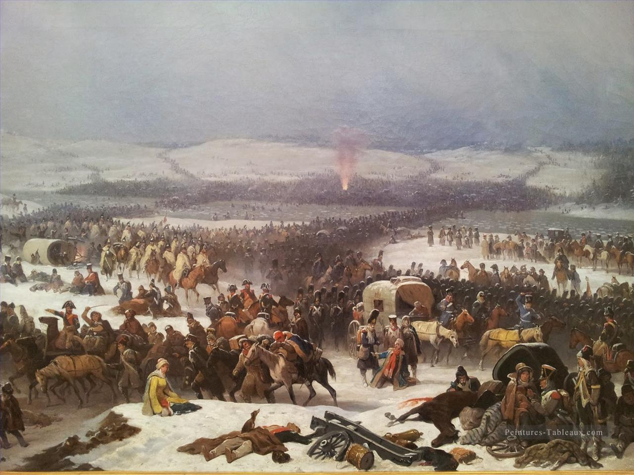 La grande armee traversant la Berezina en janvier Suchode guerre militaire. JPG Peintures à l'huile